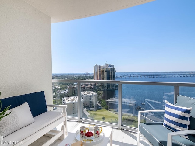 balcony with a water view