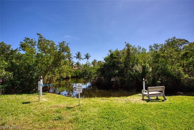 view of yard featuring a water view