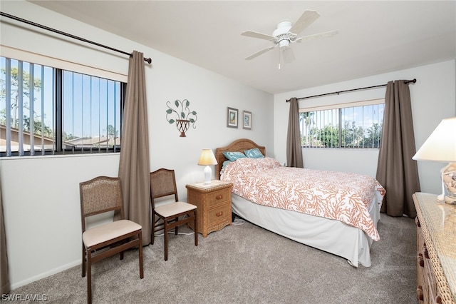 bedroom featuring carpet floors and ceiling fan