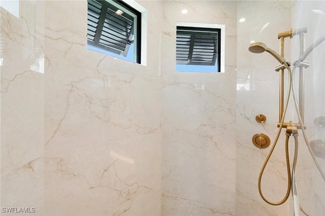 details with a marble finish shower