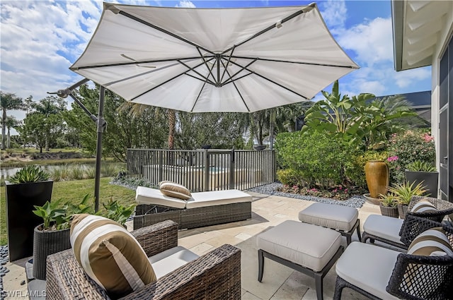 view of patio / terrace with an outdoor living space