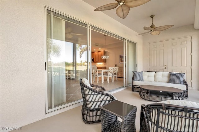 interior space with outdoor lounge area