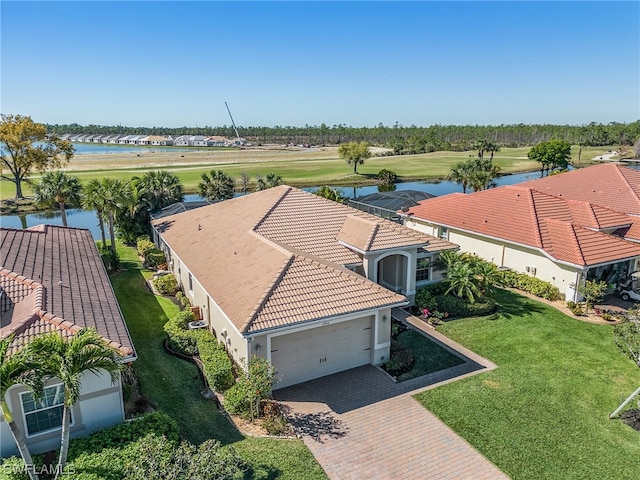 bird's eye view featuring a water view