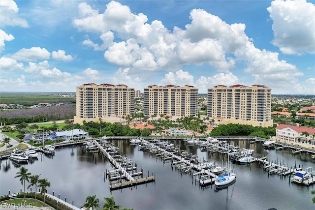 property view of water featuring a dock