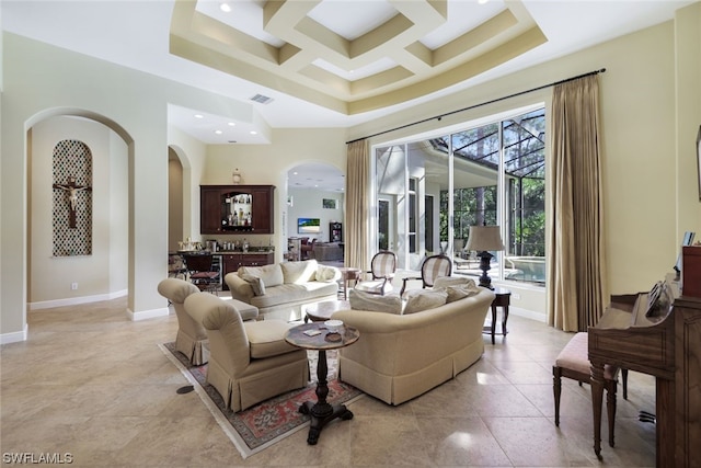 view of tiled living room