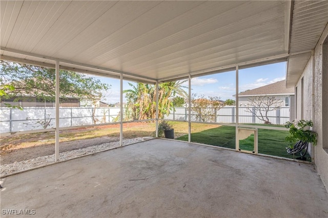 view of unfurnished sunroom