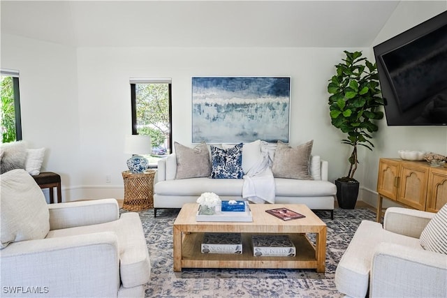 living room featuring a wealth of natural light