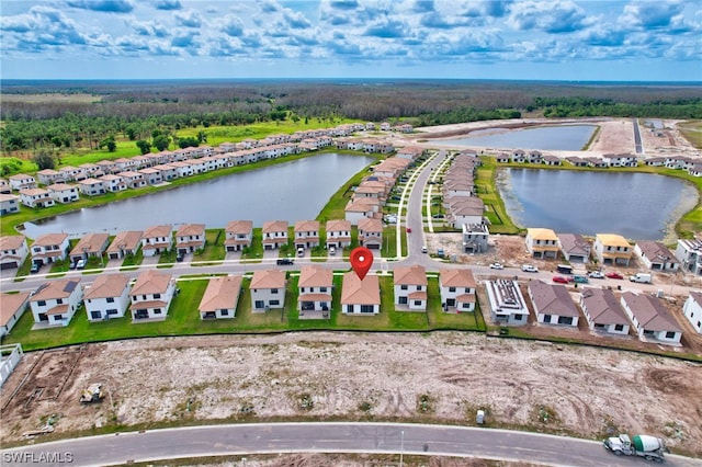 bird's eye view featuring a water view