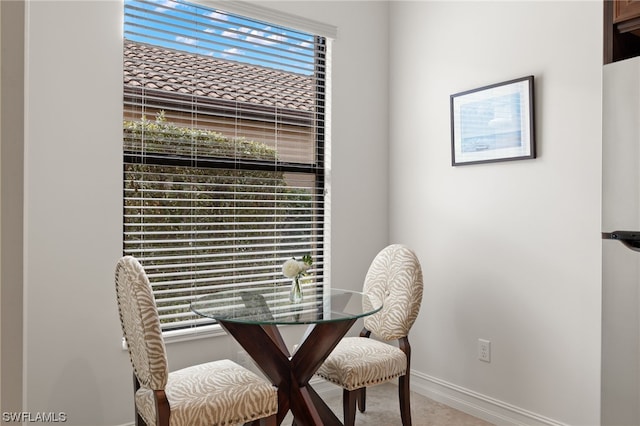 view of carpeted dining room