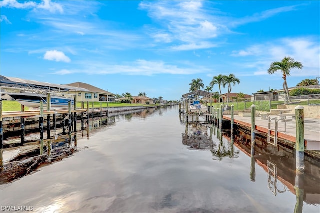 view of dock featuring a water view