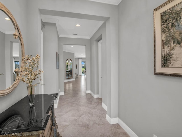 corridor with ornamental molding