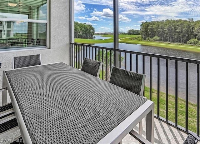 balcony with a water view