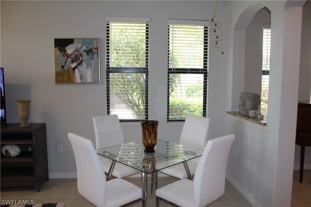 view of tiled dining room