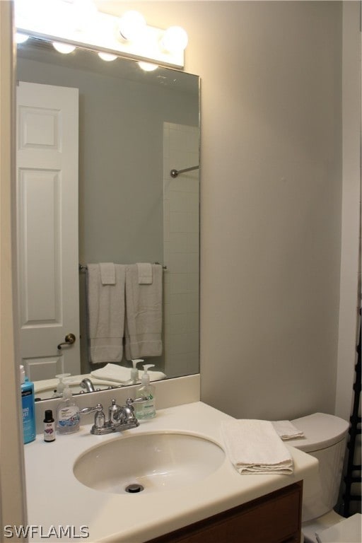 bathroom with toilet and oversized vanity