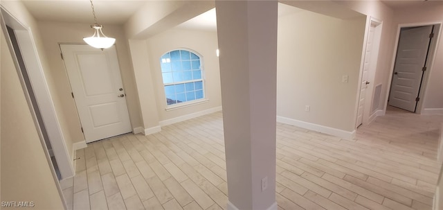 interior space with light hardwood / wood-style floors