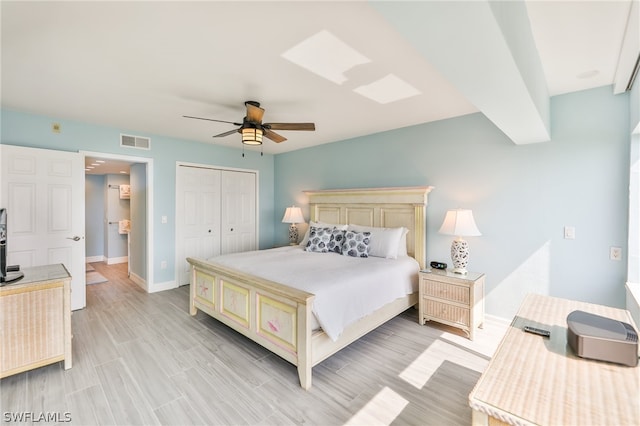 bedroom with a closet and ceiling fan