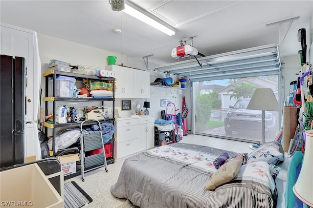 interior space with a garage door opener