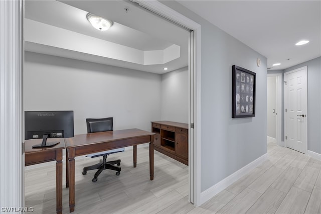 office area featuring light wood-type flooring