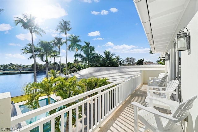 balcony with a water view