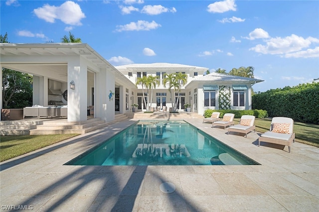 view of pool featuring a patio