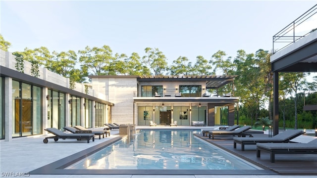 view of swimming pool featuring a patio area and an outdoor living space