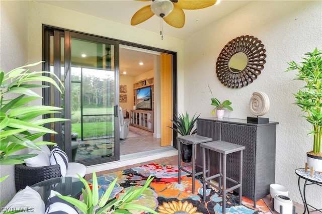 view of terrace with ceiling fan