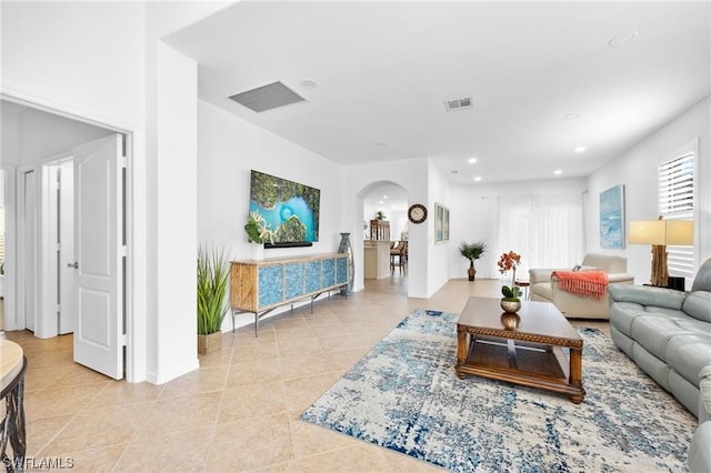 view of tiled living room