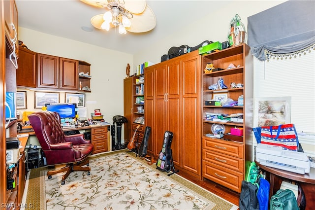 home office featuring ceiling fan