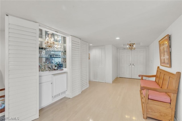 living area with light hardwood / wood-style floors