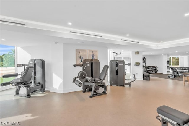 exercise room featuring a healthy amount of sunlight