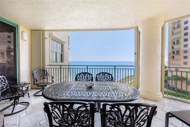 balcony with a water view