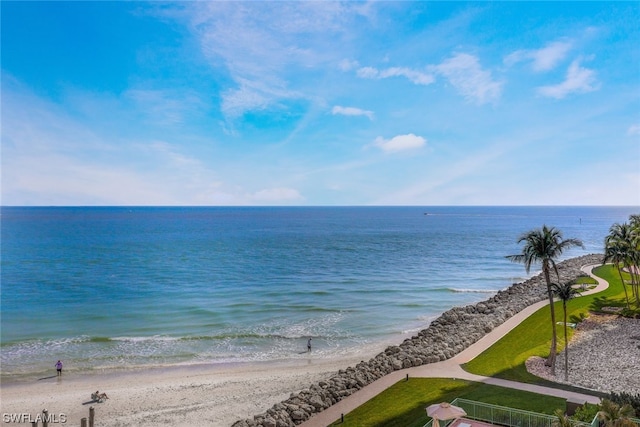 property view of water with a beach view