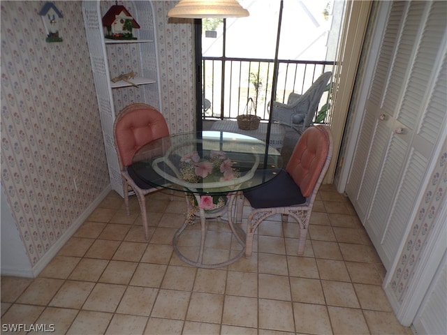 view of tiled dining space