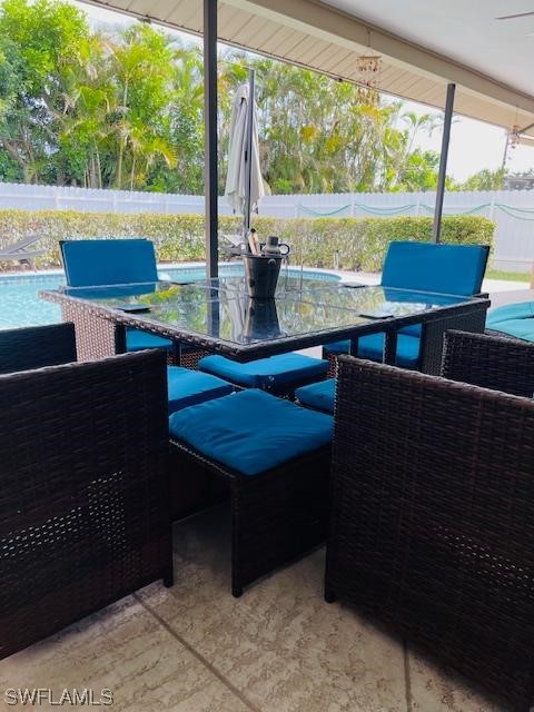 view of patio / terrace featuring a fenced in pool