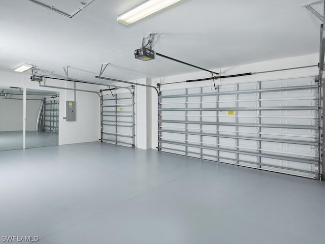 garage with a garage door opener