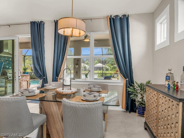 tiled dining room featuring a healthy amount of sunlight