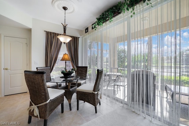 view of tiled dining room