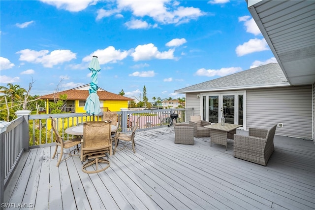 deck featuring an outdoor living space