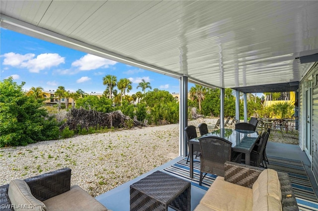 view of terrace with an outdoor living space