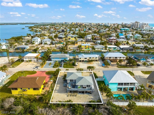 bird's eye view featuring a water view