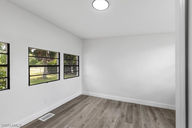 spare room featuring wood-type flooring