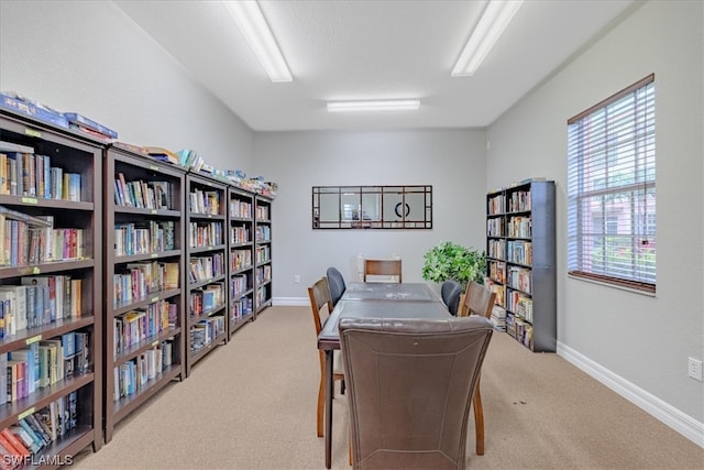 view of carpeted home office