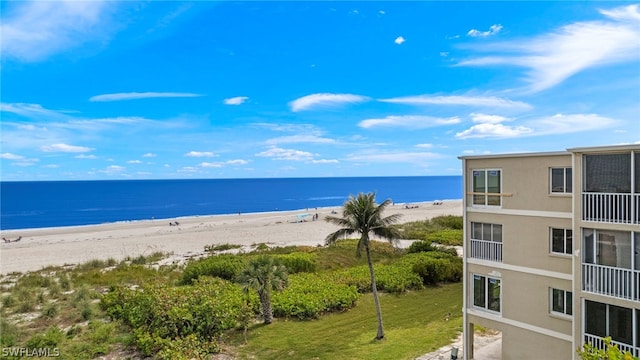 view of water feature with a view of the beach