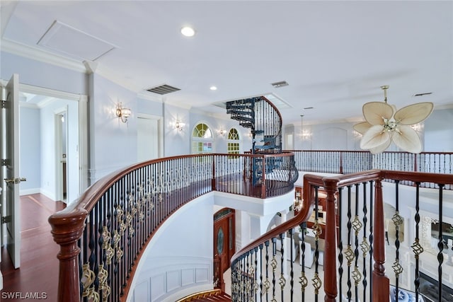 hallway with ornamental molding