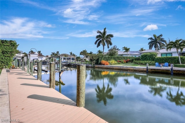 dock area featuring a water view