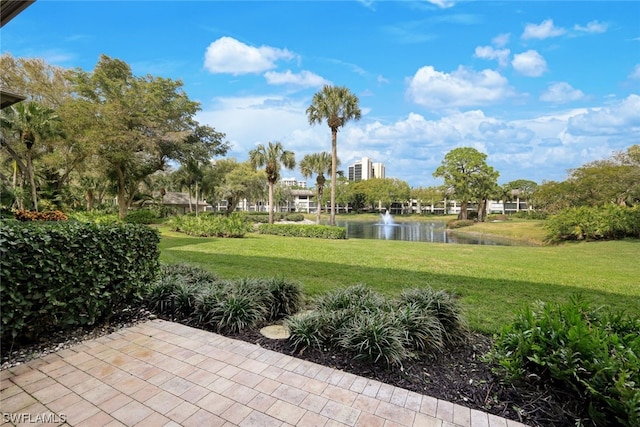 view of yard featuring a water view