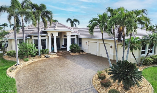 view of front of house with a garage