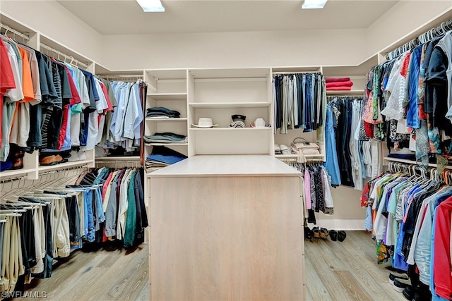 spacious closet featuring light wood-type flooring