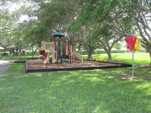 view of play area with a lawn