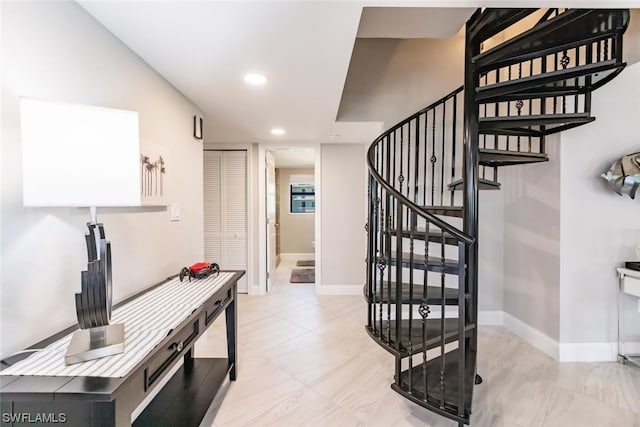 interior space with light tile floors